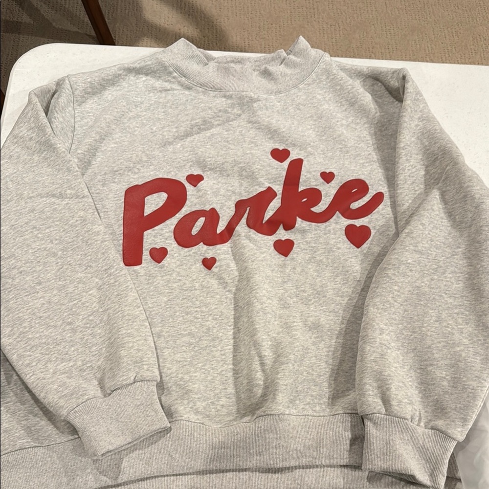 Parker Gray and Red Crew Neck Sweater